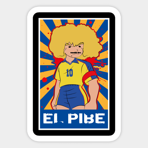 Colombian national El Pibe Valderrama Vintage Football Sticker by TEEWEB